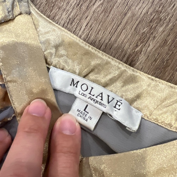 Molave grey silk blend and yellow velvet mini dress with beading - Picture 3 of 9